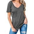 thumbnail image 2 of Ichuanyi Womens Tops, Summer Women's Casual Fashion V-Neck Tops Short-Sleeved Pocket Loose T-Shirt, 2 of 6