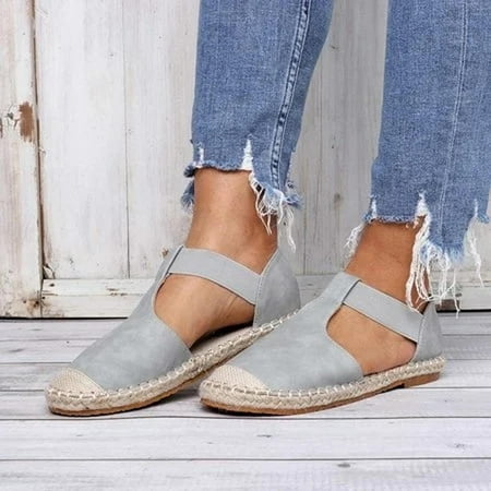 

HAOTAGS Women s Flat Banded Sandal Flat Casual Summer Shoes Light Blue Size 8