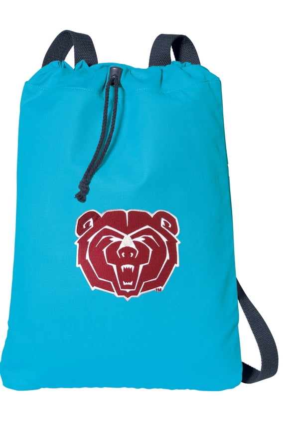 Canvas Missouri State Bears Drawstring Backpack Aqua Natural Cotton Missouri State University Cinch Bag with Wide Straps
