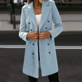 thumbnail image 2 of Uooqdmx Blazers for Women Suits Woman Artificial Wool Elegant Blend Coat Slim Female Long Coat Outerwear Jacket Blazers for Women Business Casual Blue L, 2 of 6
