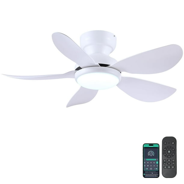 Ventilador de techo Kviflon de 36 pulgadas con luz y mando a distancia, color blanco