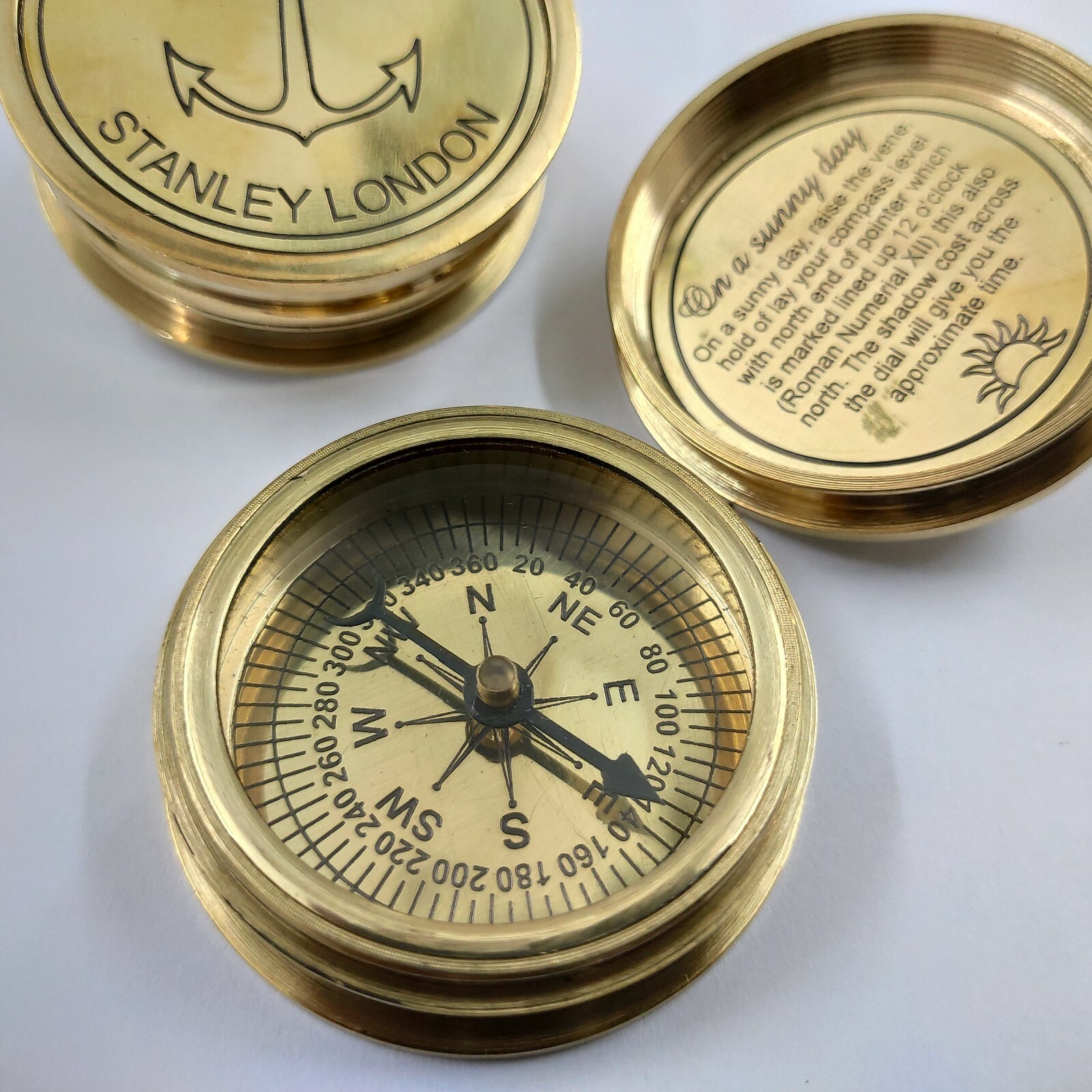 Brass Sundial Compass Maritime Collectible