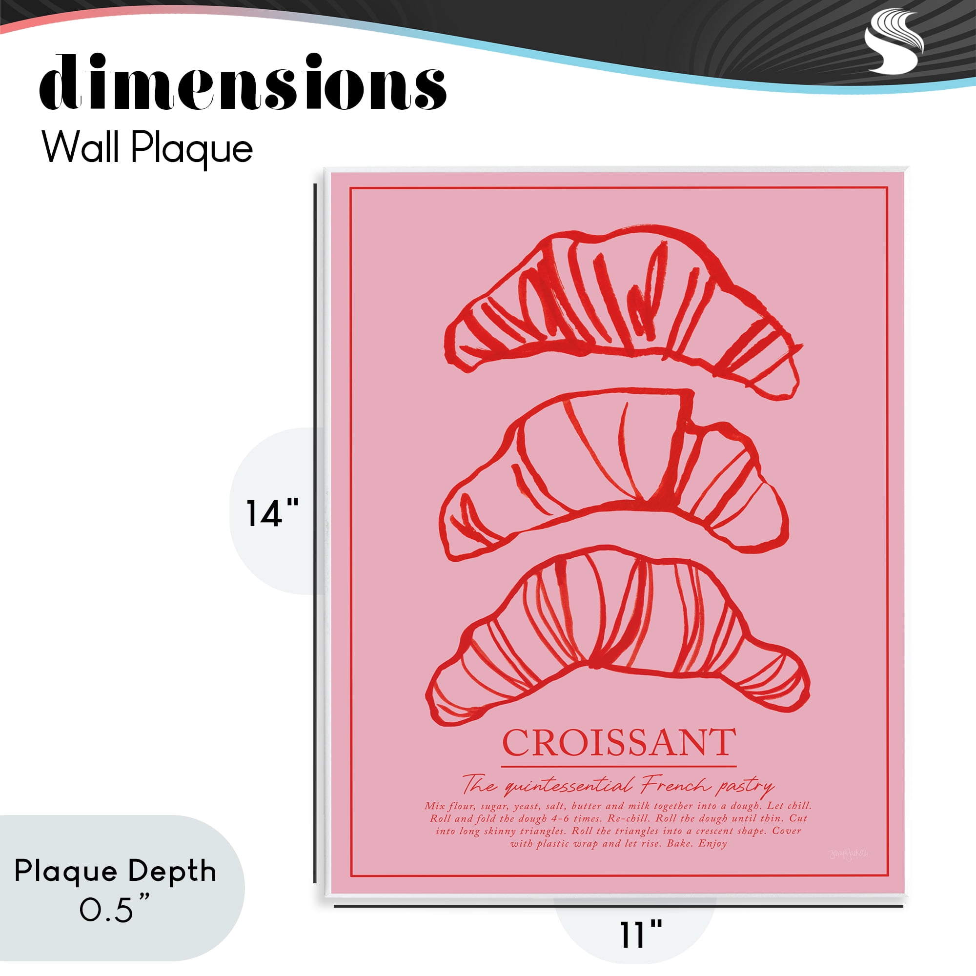 Stupell Industries Croissant Breakfast Pastry Wall Plaque Art, design by Jenaya Jackson