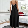 thumbnail image 4 of Satin Nightgowns for Women Long Silk Nightdress Vintage Lace Chemise Maxi Sleepwear Black S(S), 4 of 7