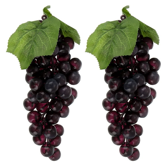 Uxcell 2pcs Fake Grapes Artificial Fruit Grapes Bunches Realistic Grapes Photography Props, Black