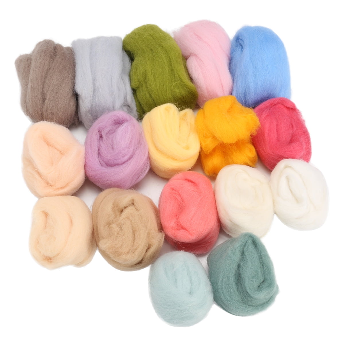 17Colors Wool Yarn Roving Fibre Hand Spinning DIY Craft for Needle Felting