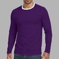 thumbnail image 3 of Klisyaur Striped Shirts for Mens Long Sleeve Crew Neck Casual Comfortable Fashion Soft Tee Regular Tops, 3 of 5