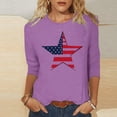 thumbnail image 2 of lcziwo 3/4 Sleeve Tops for Women Cotton Patriotic Basic Tee Top Plus Size 250th Stars Stripes Summer Lightweight Tshirt Purple XXL, 2 of 6
