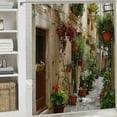 thumbnail image 6 of Orinice italian shower curtain european garden greek scene tuscany vintage street flower plant mediterranean brown green bathroom home curtain with hook 69x72, 6 of 7
