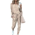 thumbnail image 1 of Womens Long-Sleeved Sweatsuit Set Sports Tracksuit 2 Pieces Outfits Casual Ladies Tie Dye Pants Suit Lounge Round Neck Drawstring Pant Athleisure Women Loungewear Womens Plus T-Shirts Tops, 1 of 2
