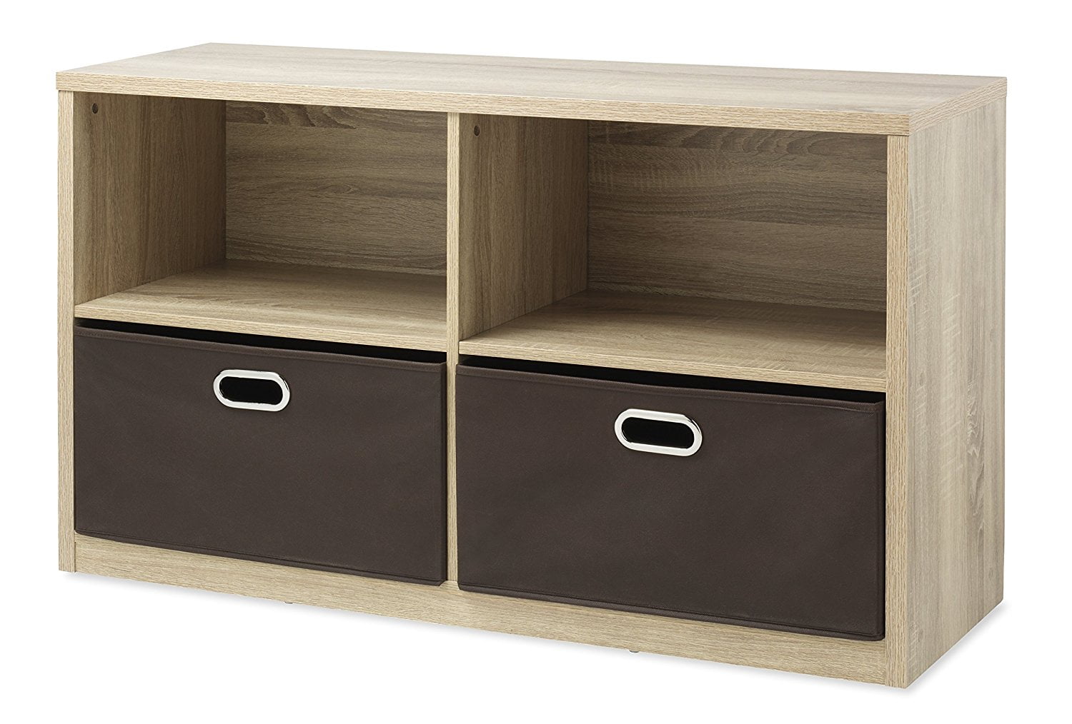 TV Entertainment Storage Center With Removable Bins Natural