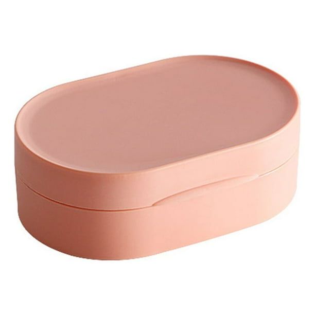Naiovety Caja de almacenamiento de cepillos de esponja con tapa a prueba de fugas a prueba de polvo, contenedor, soporte multiusos, accesorio de Cocina y Comedor Rosado