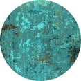 thumbnail image 1 of Ahgly Company Machine Washable Indoor Round Oriental Turquoise Blue Industrial Area Rugs, 3' Round, 1 of 4