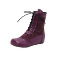 thumbnail image 2 of FRSASU Women's Fashionable Casual Versatile Cool and Stylish Winter Round Toe Lace-Up Fashion Flat Ankle Boots Purple, 2 of 9