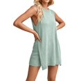 thumbnail image 3 of Jaimenalin Women'S Summer Sleeveless Casual Sweater Fit Tunic Tops and Shorts 2 Piece Beach Vacation Outfits Lake Green M, 3 of 8