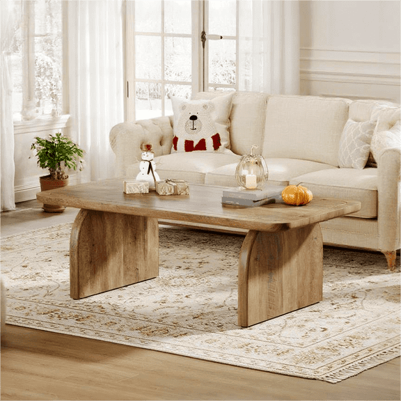 Fnova Farmhouse Coffee Table for Living Room, 47.24" Rectangle Wood Coffee Table, Easy Assembly