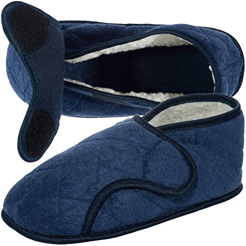 men's velcro slippers for swollen feet