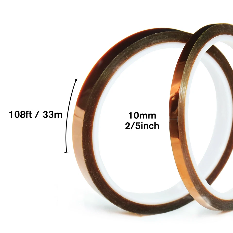 BUTTERFLY- A-Sub 4Roll X 10Mm X 108Ft Kapton Polyimide High Temperature Heat Resistant Tape