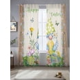 thumbnail image 2 of Easter Sheer Curtains 96 Inch Length 2 Panels Set, Rustic Gnomes Duck Floral Colorful Eggs Wooden Grain Voile Window Treatment Semi Sheer Long Curtains for Bedroom/Living Room/Kitchen 52"x96"x2, 2 of 7