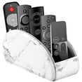 thumbnail image 2 of Support de Télécommande en Cuir Blanc Tout-en-un pour Télécommandes avec 5 Compartiments Table de Nuit Lecteur Multimédia de Bureau Caddy de Rangement Plateau pour Bureau Mobile Papeterie Téléphone Contrôleur, 2 of 4