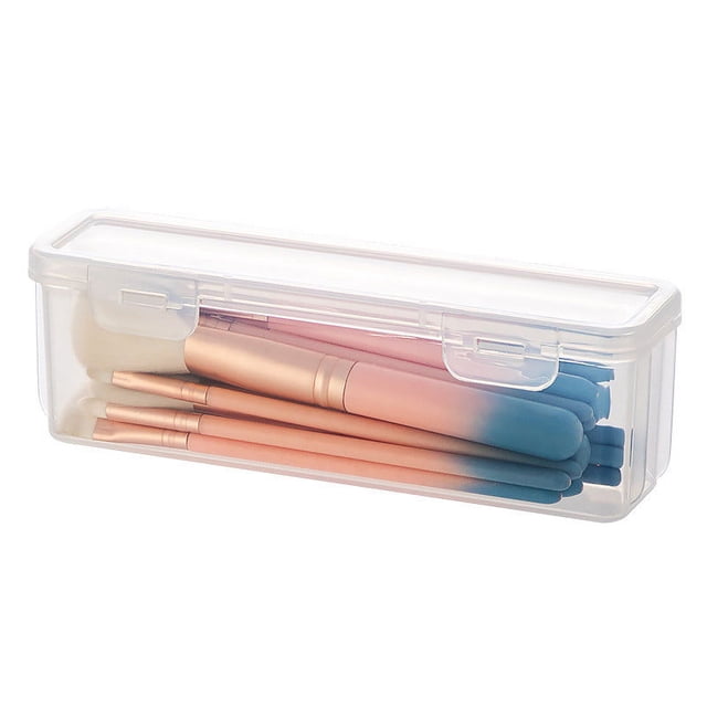 Estuche de lápices de plástico de gran capacidad, apilable, translúcido, transparente, organizador de suministros de oficina, caja para bolígrafos de gel, borradores, cintas, lápices, marcadores, alma