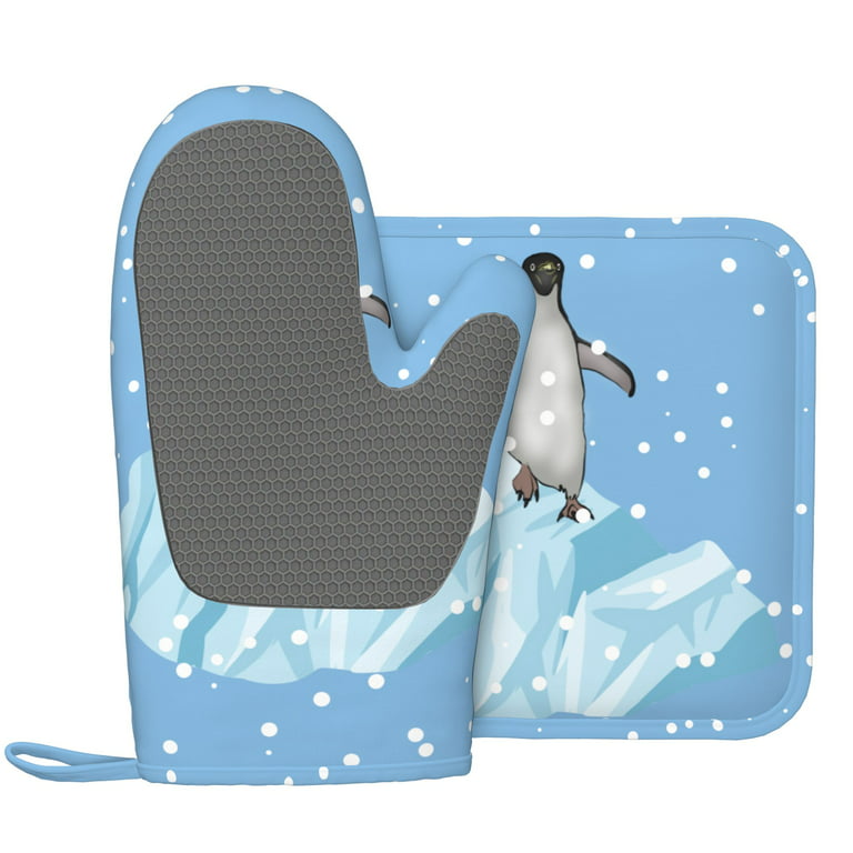 Cute Penguin Oven Mitts and Pot Holders Sets of 4 Resistant Hot