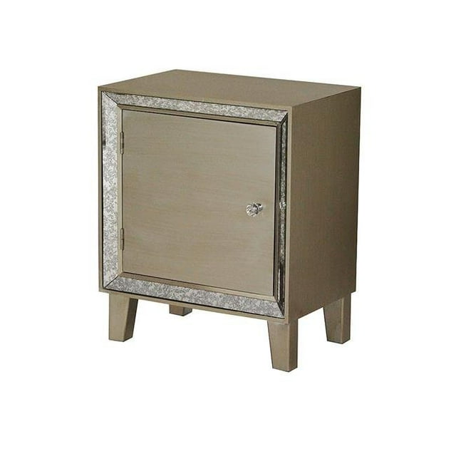 Bon Marché Armoire d'Appoint 1 Porte avec des Accents de Miroir Antiques - Champagne
