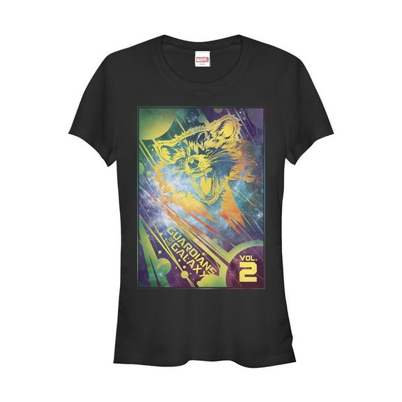 Junior's Marvel Guardians of the Galaxy Vol. 2 Rocket Space  Graphic Tee Black Medium