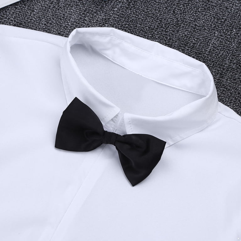 Men's Evening Wedding Tuxedo Dance Shirt With Bowtie - One-Piece Bodysuit For Tango, Ballroom, Performances