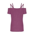 thumbnail image 3 of T-shirts pour Femmes Mode Mode pour Femmes Décontracté Couleur Unie T-Shirt à Col à Bretelles Haut Manches 1/2 Hauts pour Femmes, 3 of 10