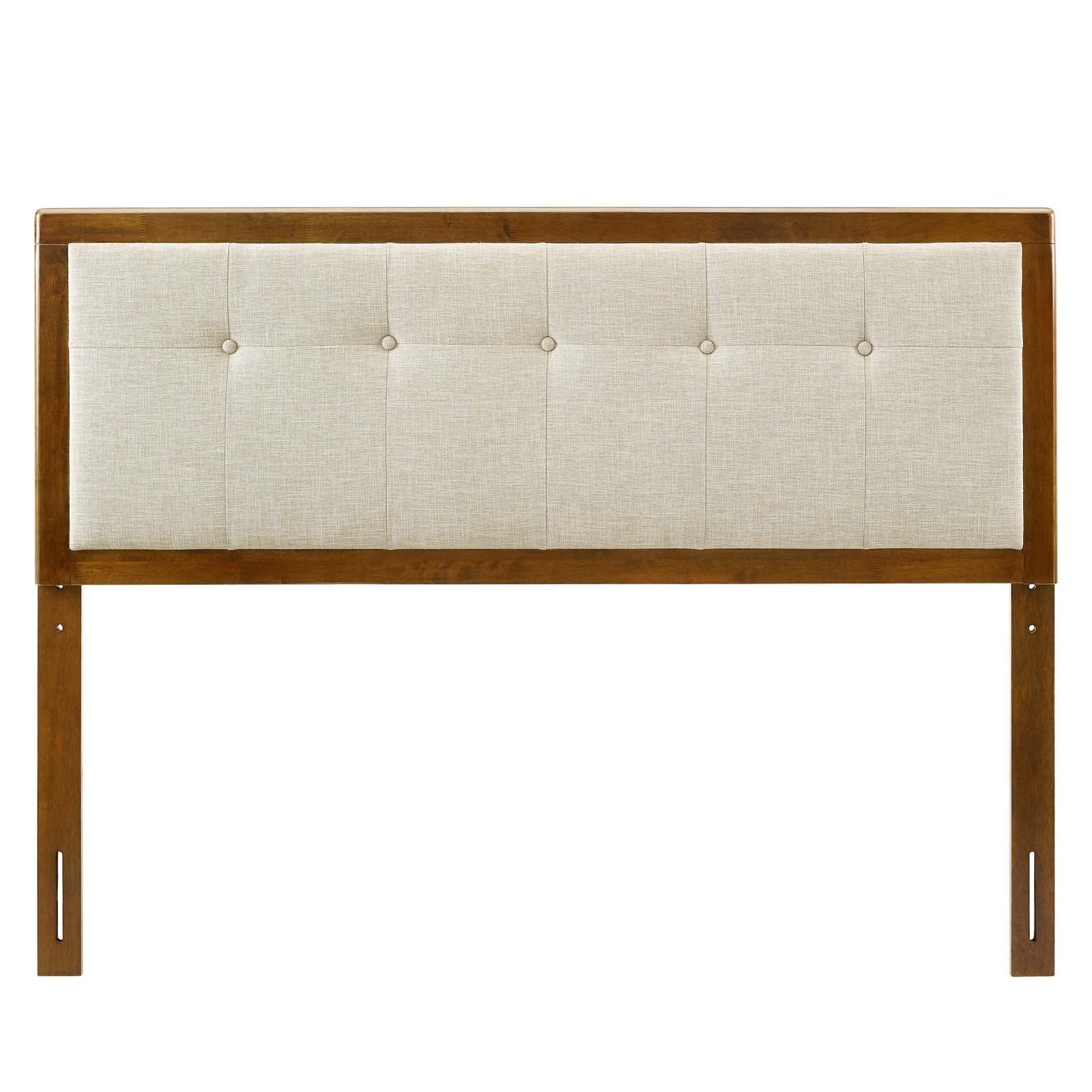 Tufted Headboard, Full Size, Wood, Fabric, Brown Walnut Beige, Modern Contemporary Urban Design, Bedroom Master Guest Suite