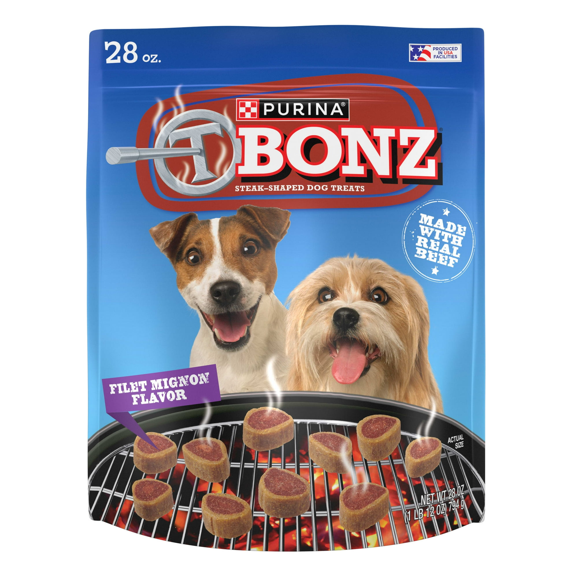 Purina T-Bonz Dog Treats Filet Mignon Flavor with Real Beef, 28 oz Pouch