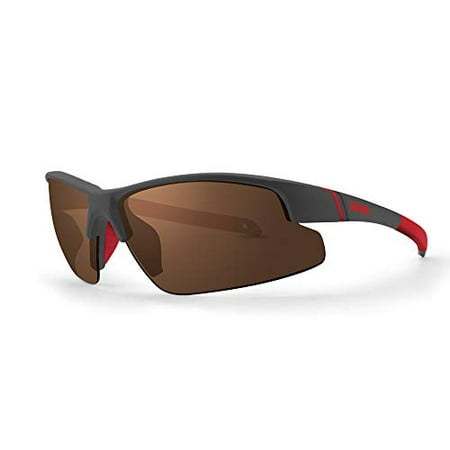 Epoch Bravo Golf Sport Riding Sunglasses Gray/Red Frame with Color Enhancing Brown (Best Color Lenses For Golf)