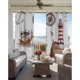 thumbnail image 3 of Nautical Lighthouses Blackout Curtains for Bedroom, Thermal Insulated Drapes, Ocean Ship Anchors Seashells Birds Black Out Curtains 63 Inch Long Room Darkening Kitchen Curtains 42"x63" 2 Panels, 3 of 8