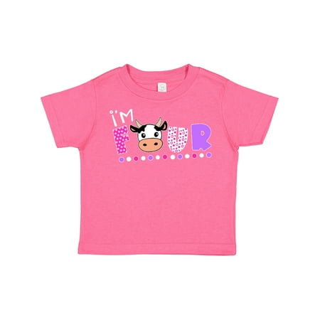 

Inktastic I m 4 Cute Cow and Polka Dots Gift Toddler Boy or Toddler Girl T-Shirt