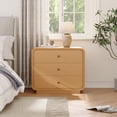 thumbnail image 1 of Noble House Modern 3-Drawer Nightstand, Curved-Edge Bedside Table with Thick Base,Natural, 1 of 7