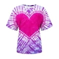 thumbnail image 4 of Yuyuzo T-Shirts Teinture sur Nœuds pour Femmes Imprimé Cœur Manches Courtes Col Rond T-Shirts Décontractés Amples, 4 of 4