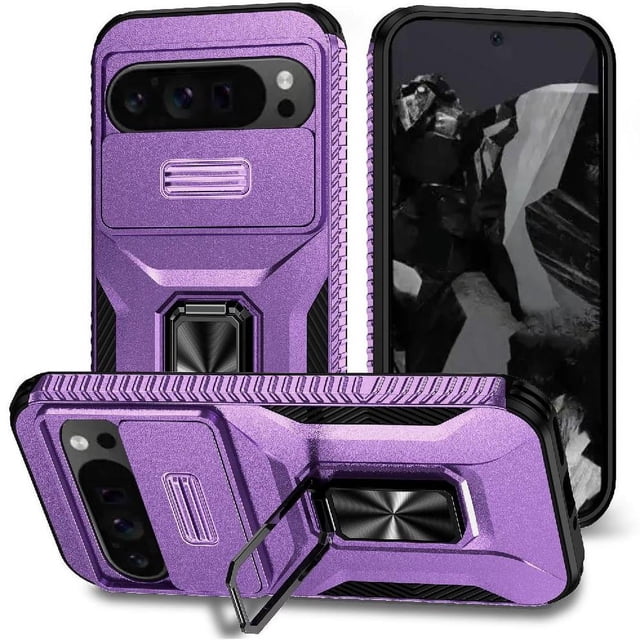Funda para GANGXUN Google Pixel 9 Pro XL - Soporte metálico, Función magnética, Morado