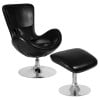 thumbnail image 2 of Merrick Lane Faux Leather Upholstered High Back Lounge Chair and Ottoman Set with Matching Chrome Bases in Black, 2 of 7
