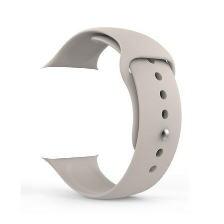 Apple Watch Sport Band, Soft Silicone Replacement with Stainless Steel Pin (42mm, Stone, Small/Medium/Large (3PCs))