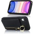 thumbnail image 6 of iPhone XR Phone Case with Card Holder, iPhone XR Case for Women Men with Strap,Crossbody Lanyard Cases with Credit Card Slots Kickstand with Ring Holder Stand Case,6.1 Inch Black, 6 of 14