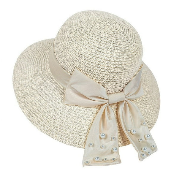 JFGHDG Straw Bucket Hat,Sun Hats for Women,Wide Brim Sun Hat,Bucket Hat for Women,Wide Brim Hats for Women,Ladies Hat Hat Foldable Cap Wide Brim Beach Hats Outdoor Hat Beige One Size