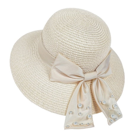 Vinsonshop Women’s Big Floppy Sun Hat – Wide Brim Straw Beach Hat Foldable Packable Summer Travel Hat Beige