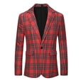 thumbnail image 5 of BLAZER CHIC para Hombre INSPIRE con Solapa Notch, Patrón de Cuadros en Color Contraste, Chaqueta Deportiva M Roja, 5 of 5
