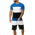 thumbnail image 1 of SAYOO Contrast Color Clothes Set, Short Sleeve O-neck T-shirt + Drawstring Waist Shorts for Men, 1 of 5