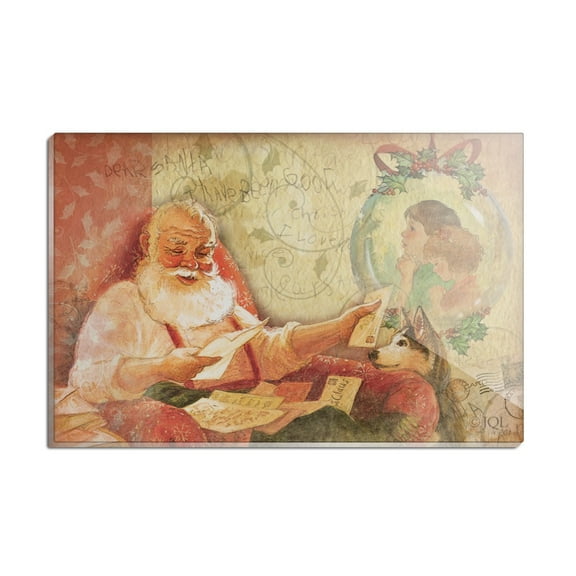 Christmas Holiday Retro Antique Dear Santa Letters Rectangle Acrylic Fridge Refrigerator Magnet