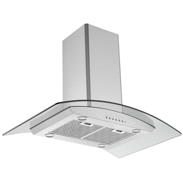Ancona Hotte de Cuisinière Îlot Convertible de 36 Po à Auvent en Verre en Acier Inoxydable avec Veilleuse Automatique