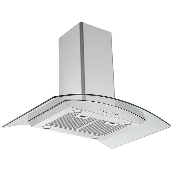 Ancona 36 in. Convertible Island Glass Canopy Range Hood in Stainless steel with Auto Night Light