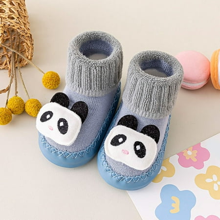

LEEy-world Toddler Shoes Autumn and Winter Comfortable Baby Toddler Shoes Cute Cartoon Pattern Flower Panda Size Five Toddler Girls Shoes (Blue 5 )