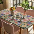 thumbnail image 3 of Green Boho Flower Table Cloths for 3 Foot Rectangle Tables, Spring Watercolor Country Floral Plant Patio Waterproof Elastic Fitted Tablecloths, Washable Rectangular Table Cover for Camping, 3 of 8